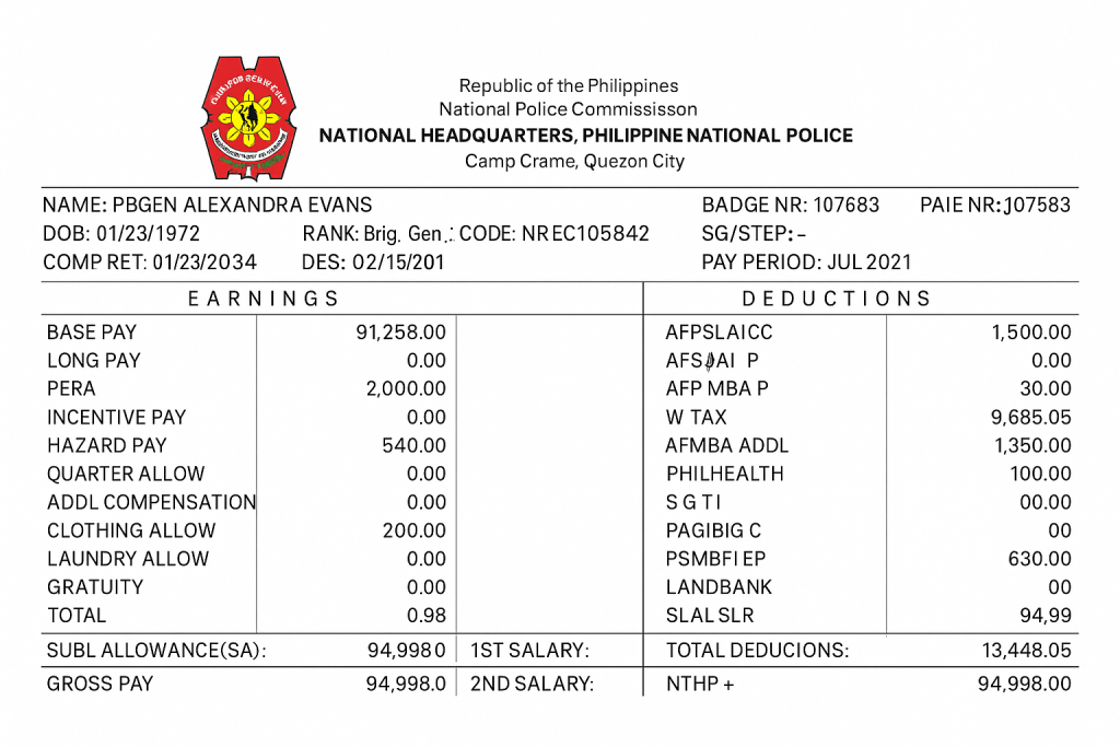 PNP Payslip Format 